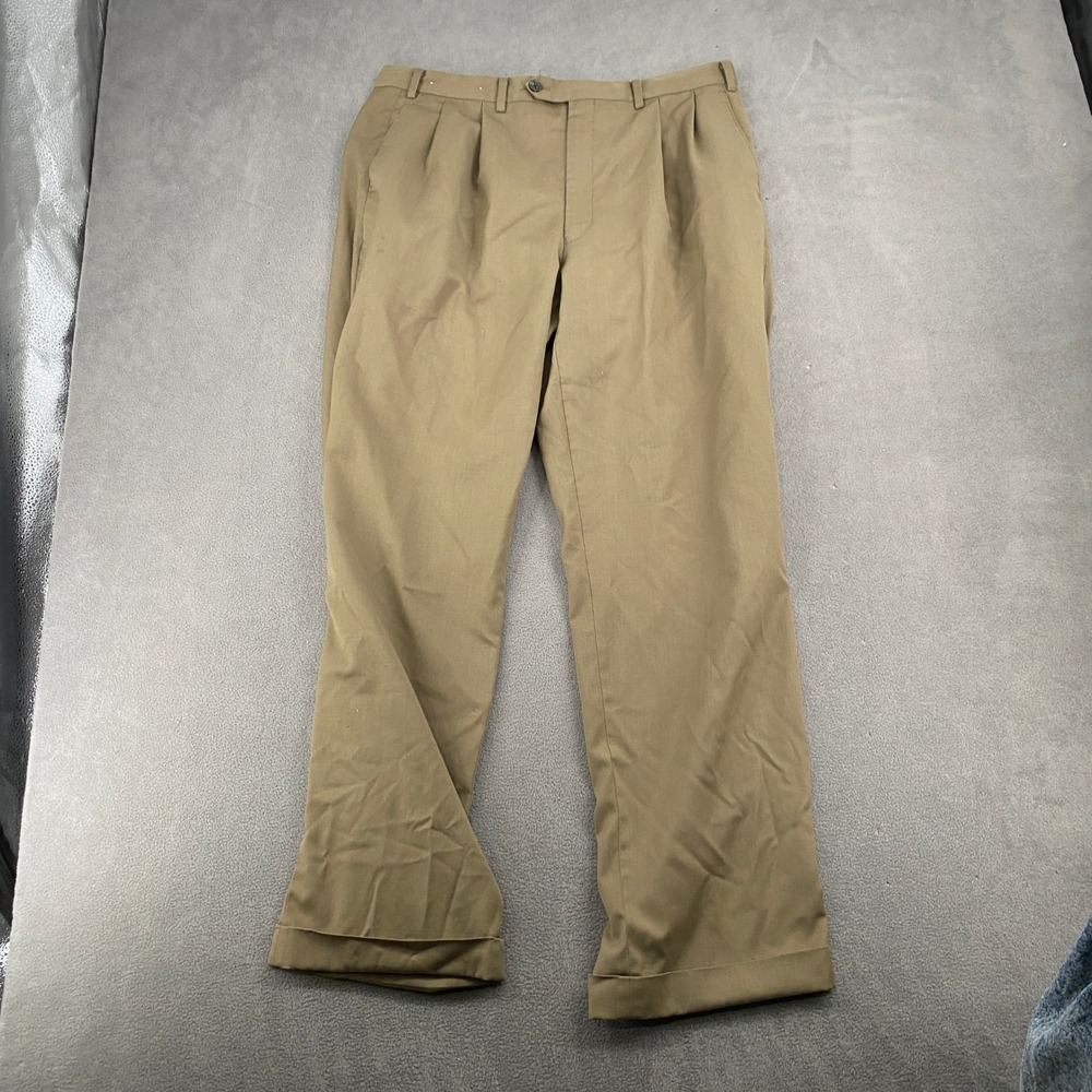 Polo Ralph Lauren Mens Tan Khaki Dress Pants Flat Front Cuffed Trousers 38x31